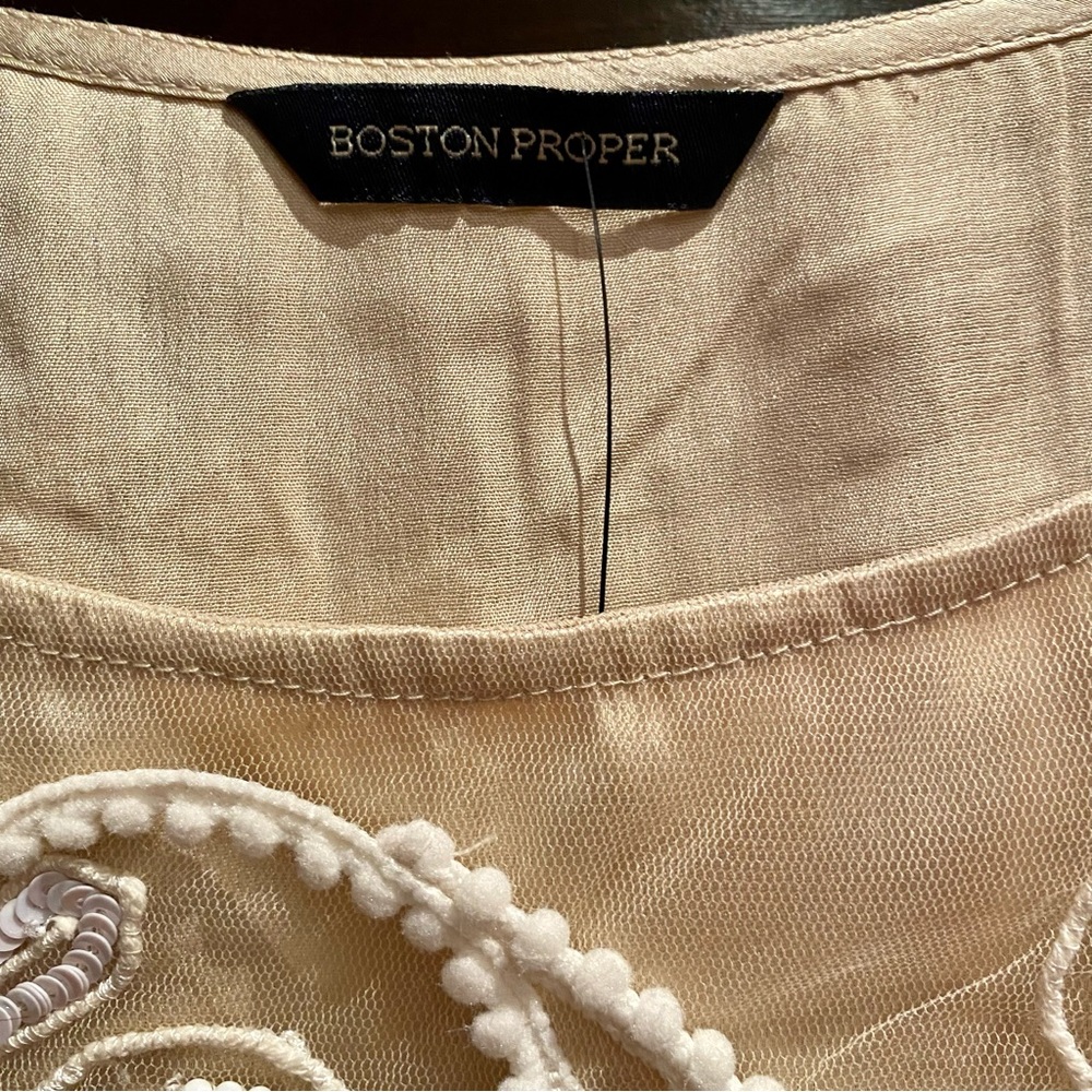 Boston Proper Hand Beaded Tulle Mini Dress | S - Picture 5 of 9